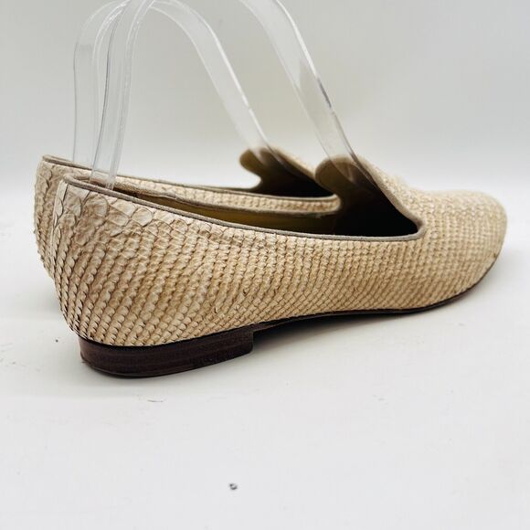 M Gemi Loafers Womens 7 Off White Snake Print Smoking Venetian Flats Italy Shoes - Picture 8 of 11
